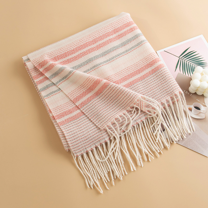 Šal s resicama, imitacija kašmira (polyester), warp-knit, zimsko grijanje, zaštita od sunca i prašine