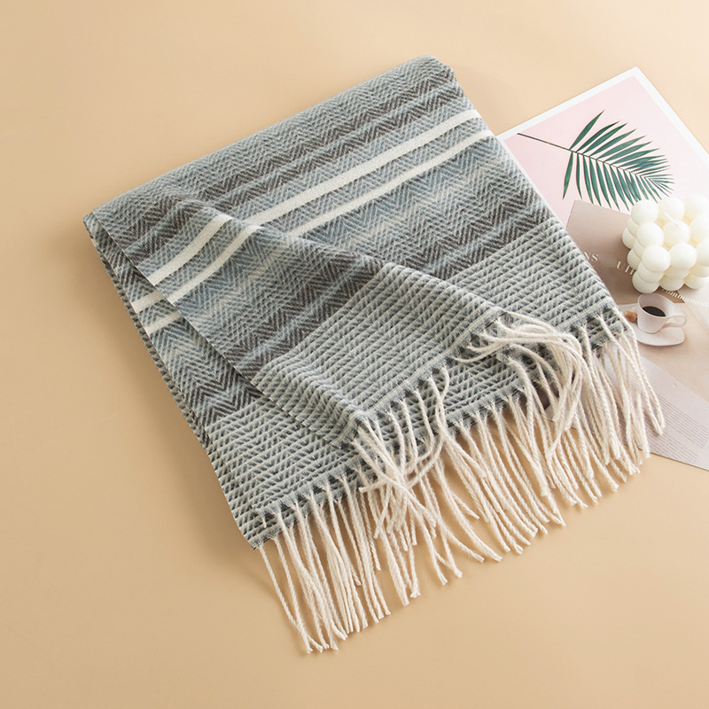 Šal s resicama, imitacija kašmira (polyester), warp-knit, zimsko grijanje, zaštita od sunca i prašine