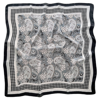 Selyemszerű négyszögletes sál, könnyű, nyomtatott dizájn, poliészter warp-kötésű anyag, 2025 tavaszi kiadás