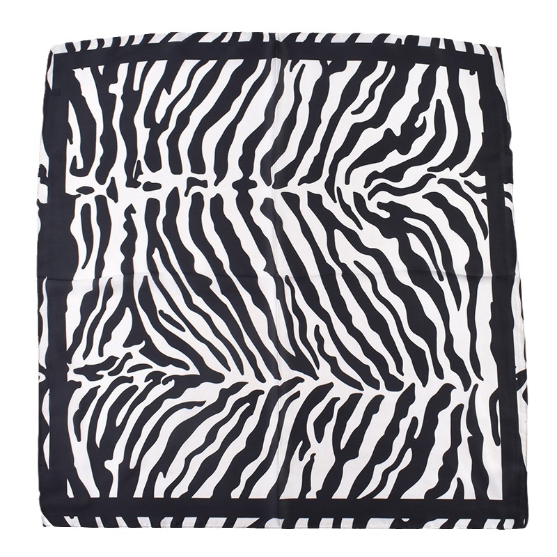 Șal pătrat din mătase artificială cu imprimeu zebra – uscare rapidă, pentru toate anotimpurile, origine Yiwu