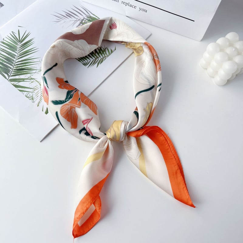 Poliesterski četvrtasti šal s floralnim printom, jednostavno tkanje, otisak dizajna, proljetna moda