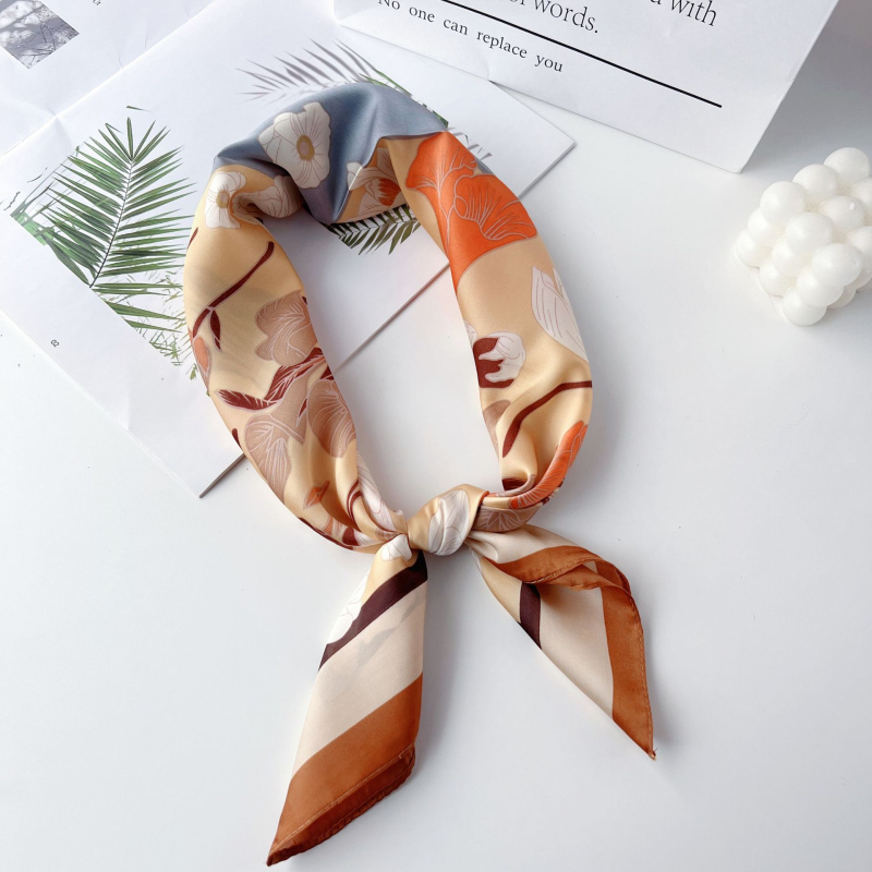 Poliesterski četvrtasti šal s floralnim printom, jednostavno tkanje, otisak dizajna, proljetna moda