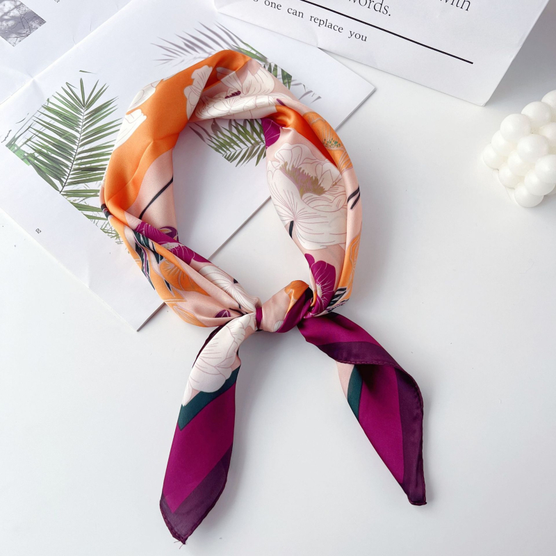 Poliesterski četvrtasti šal s floralnim printom, jednostavno tkanje, otisak dizajna, proljetna moda