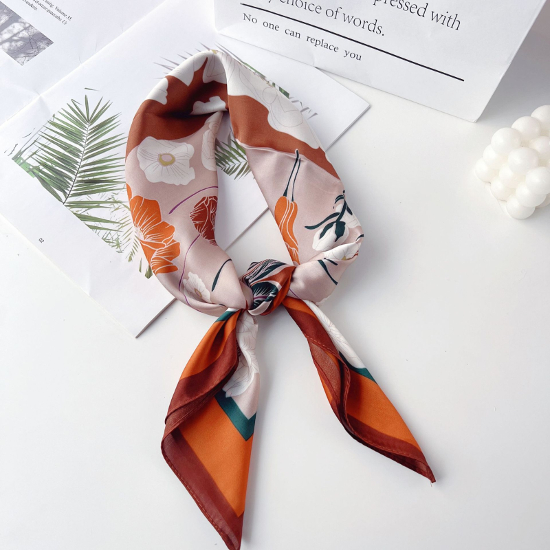 Poliesterski četvrtasti šal s floralnim printom, jednostavno tkanje, otisak dizajna, proljetna moda
