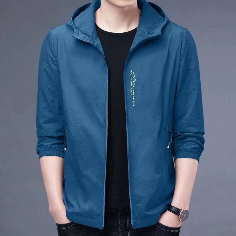 Férfi kapucnis UV-védő dzseki, ultra vékony, corduroy külső, nyúl szőrös bélés, gyors száradás