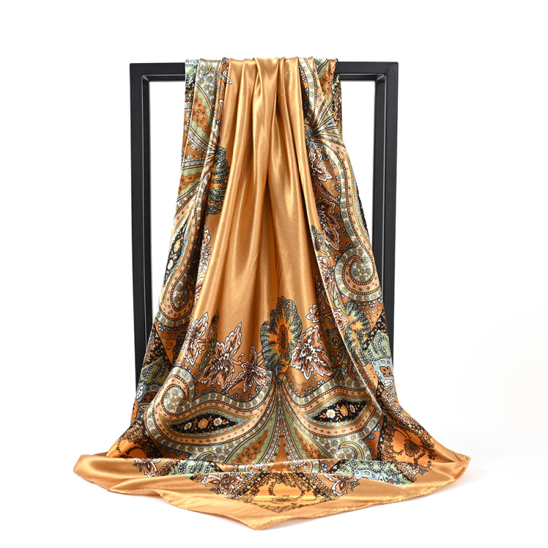 Vintage šal Cashew Patchwork otisak, satenski, kvadratni 90×90 cm