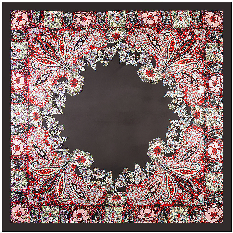 Vintage šal Cashew Patchwork otisak, satenski, kvadratni 90×90 cm