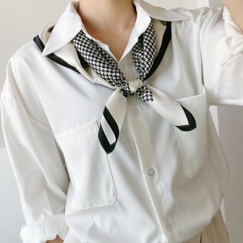 Šal od svile s uzorkom pied-de-poule, mali kvadratić, ravno tkanje, 100% svila, za žene