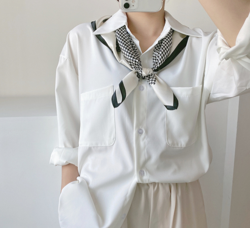 Šal od svile s uzorkom pied-de-poule, mali kvadratić, ravno tkanje, 100% svila, za žene