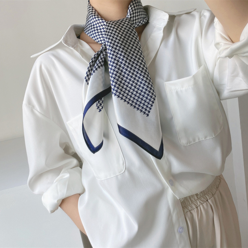 Šal od svile s uzorkom pied-de-poule, mali kvadratić, ravno tkanje, 100% svila, za žene