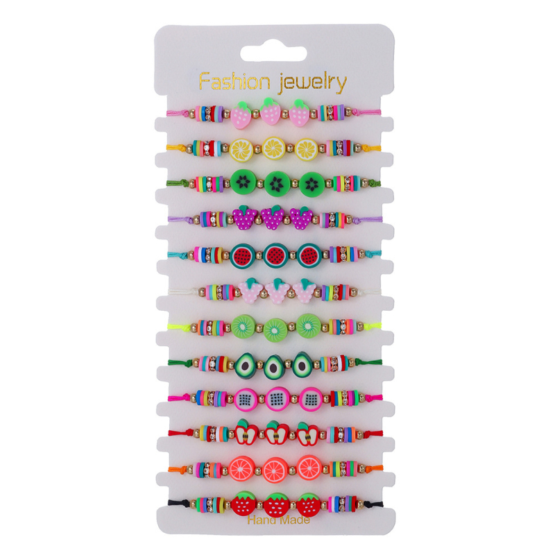 Dječja narukvica s voćnim motivom od meke gline, podesiva šnira za zatezanje, ručna izrada