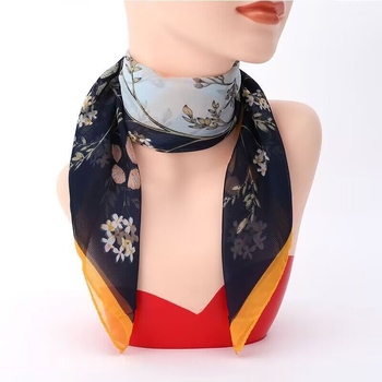 Γυναικείος τετράγωνος φουλάρι από chiffon με εκτύπωση για φθινόπωρο (Υλικό: chiffon/πολυεστέρας; Κύριο ύφασμα: πολυεστέρας; Σχέδιο: εκτύπωση; Σχήμα: τετράγωνο; Στυλ: φρέσκο και γλυκό; Εποχή: φθινόπωρο)