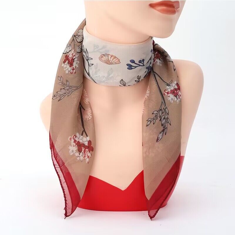 Γυναικείος τετράγωνος φουλάρι από chiffon με εκτύπωση για φθινόπωρο (Υλικό: chiffon/πολυεστέρας; Κύριο ύφασμα: πολυεστέρας; Σχέδιο: εκτύπωση; Σχήμα: τετράγωνο; Στυλ: φρέσκο και γλυκό; Εποχή: φθινόπωρο)