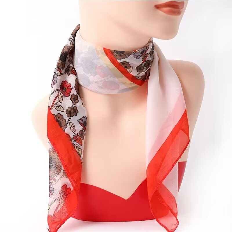 Γυναικείος τετράγωνος φουλάρι από chiffon με εκτύπωση για φθινόπωρο (Υλικό: chiffon/πολυεστέρας; Κύριο ύφασμα: πολυεστέρας; Σχέδιο: εκτύπωση; Σχήμα: τετράγωνο; Στυλ: φρέσκο και γλυκό; Εποχή: φθινόπωρο)