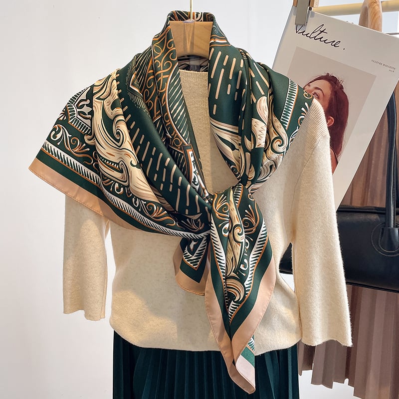 Twill kvadratni šal s tie-dye printom, proljeće 2023, ravno tkanje, moderan gradski stil