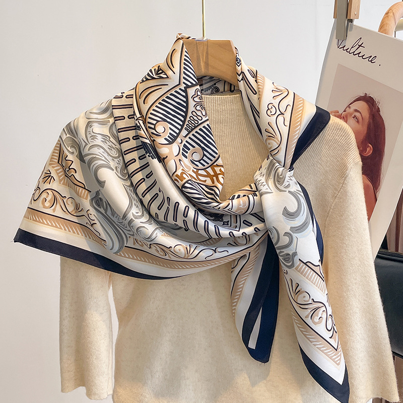 Twill kvadratni šal s tie-dye printom, proljeće 2023, ravno tkanje, moderan gradski stil