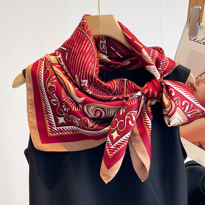 Twill kvadratni šal s tie-dye printom, proljeće 2023, ravno tkanje, moderan gradski stil