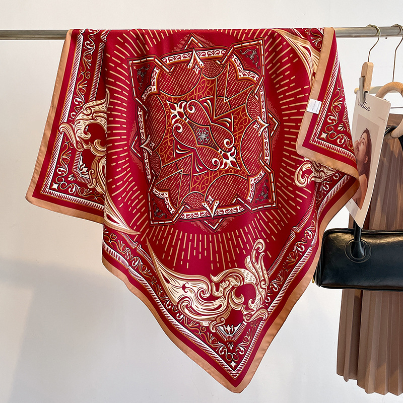 Twill kvadratni šal s tie-dye printom, proljeće 2023, ravno tkanje, moderan gradski stil