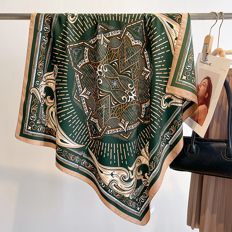 Twill kvadratni šal s tie-dye printom, proljeće 2023, ravno tkanje, moderan gradski stil
