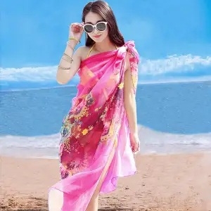 Női utazó sál chiffon poliészterből – többfunkciós, meleg, gyorsan száradó, napvédő, porvédő; minimalist stílus négy évszakra.