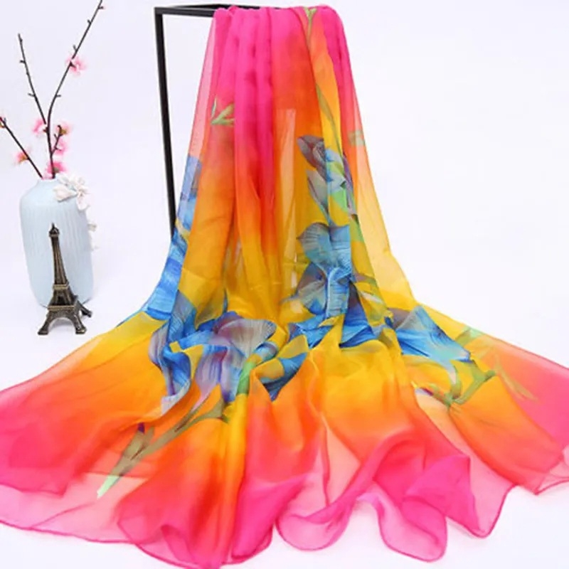 Női utazó sál chiffon poliészterből – többfunkciós, meleg, gyorsan száradó, napvédő, porvédő; minimalist stílus négy évszakra.