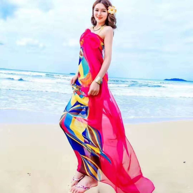 Női utazó sál chiffon poliészterből – többfunkciós, meleg, gyorsan száradó, napvédő, porvédő; minimalist stílus négy évszakra.