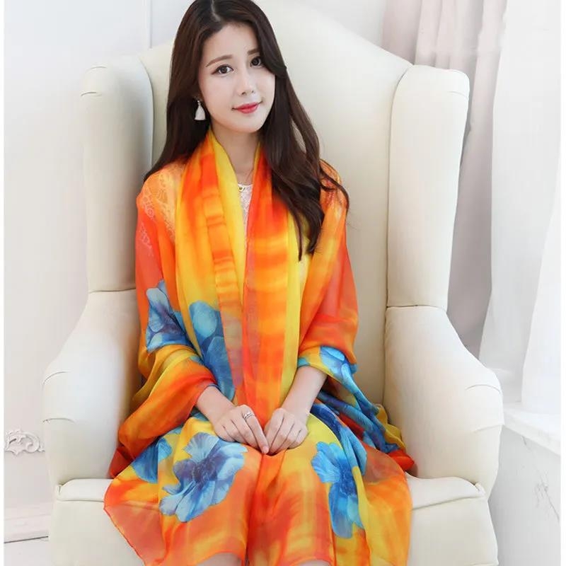 Női utazó sál chiffon poliészterből – többfunkciós, meleg, gyorsan száradó, napvédő, porvédő; minimalist stílus négy évszakra.