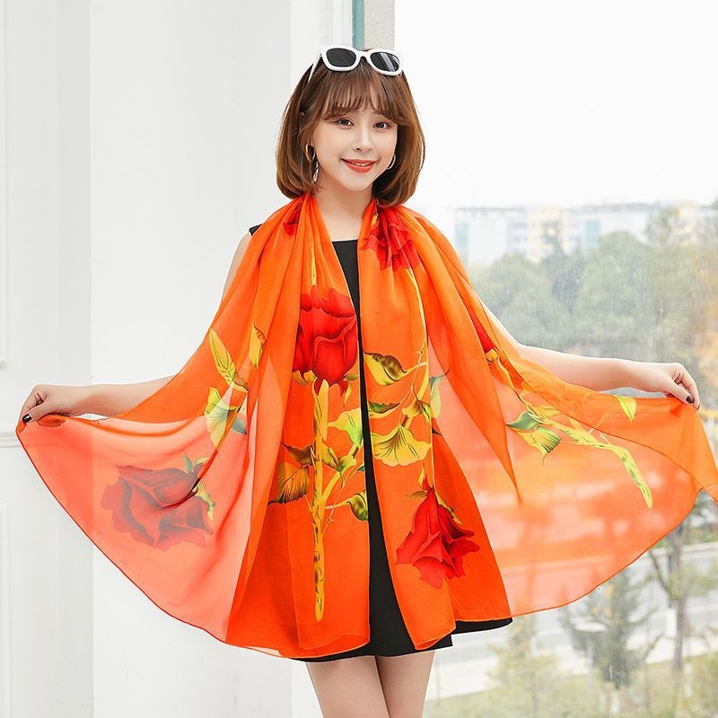 Női utazó sál chiffon poliészterből – többfunkciós, meleg, gyorsan száradó, napvédő, porvédő; minimalist stílus négy évszakra.