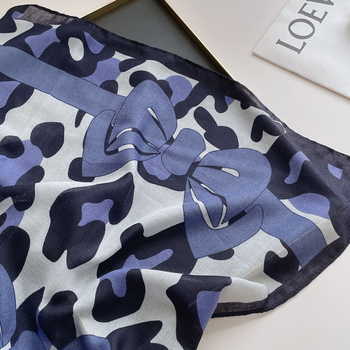 Șal cu model leopard cu funda – din bumbac și in, tricotat warp, cald, protecție solară și împotriva prafului, pentru toate anotimpurile