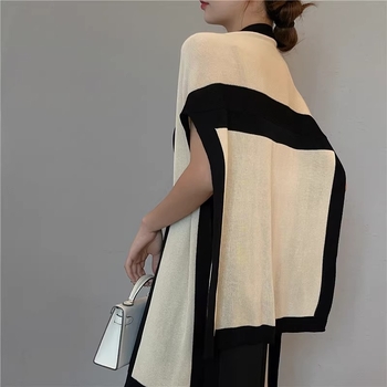 Șal pentru femei, poliester, model geometric, formă cu șnur, accesoriu decorativ pentru primăvară, vară și toamnă.