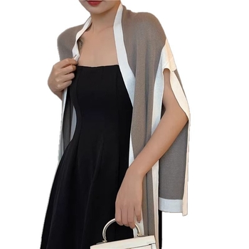 Șal pentru femei, poliester, model geometric, formă cu șnur, accesoriu decorativ pentru primăvară, vară și toamnă.