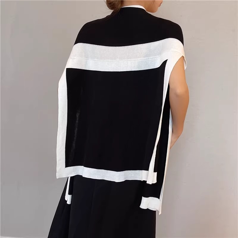 Șal pentru femei, poliester, model geometric, formă cu șnur, accesoriu decorativ pentru primăvară, vară și toamnă.