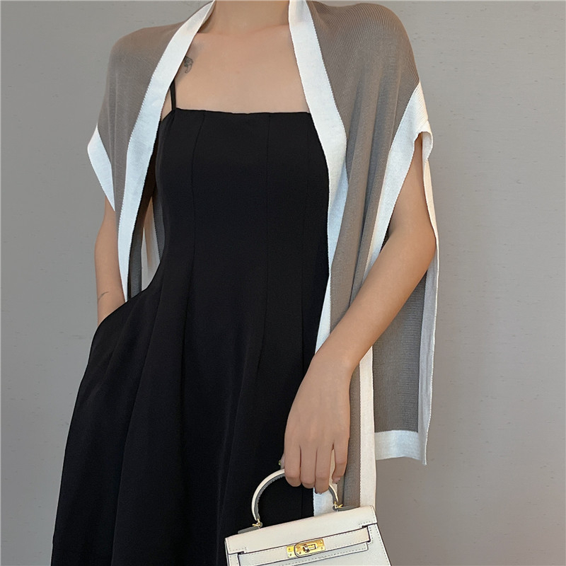 Șal pentru femei, poliester, model geometric, formă cu șnur, accesoriu decorativ pentru primăvară, vară și toamnă.
