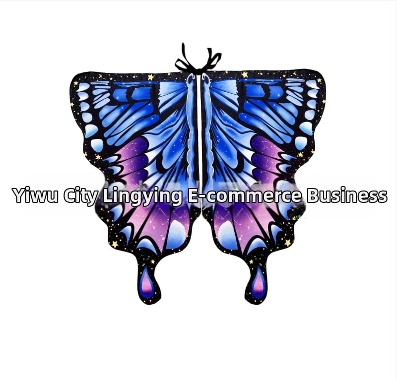 Μανδύας με φτερά πεταλούδας και ψηφιακή εκτύπωση, πολυεστέρας, ύφανση twill, συνδυασμός χρωμάτων, διακοσμητική, μεσαίο μήκος