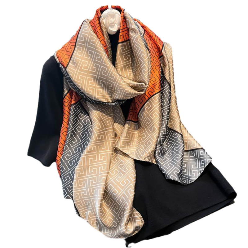 Poliészter nyomtatott sál, egyszerű szövés, könnyű, 2024 tavaszi kollekció