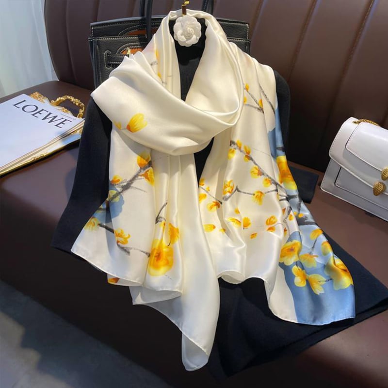 Poliészter nyomtatott sál, egyszerű szövés, könnyű, 2024 tavaszi kollekció