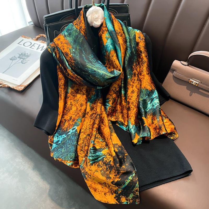 Poliészter nyomtatott sál, egyszerű szövés, könnyű, 2024 tavaszi kollekció