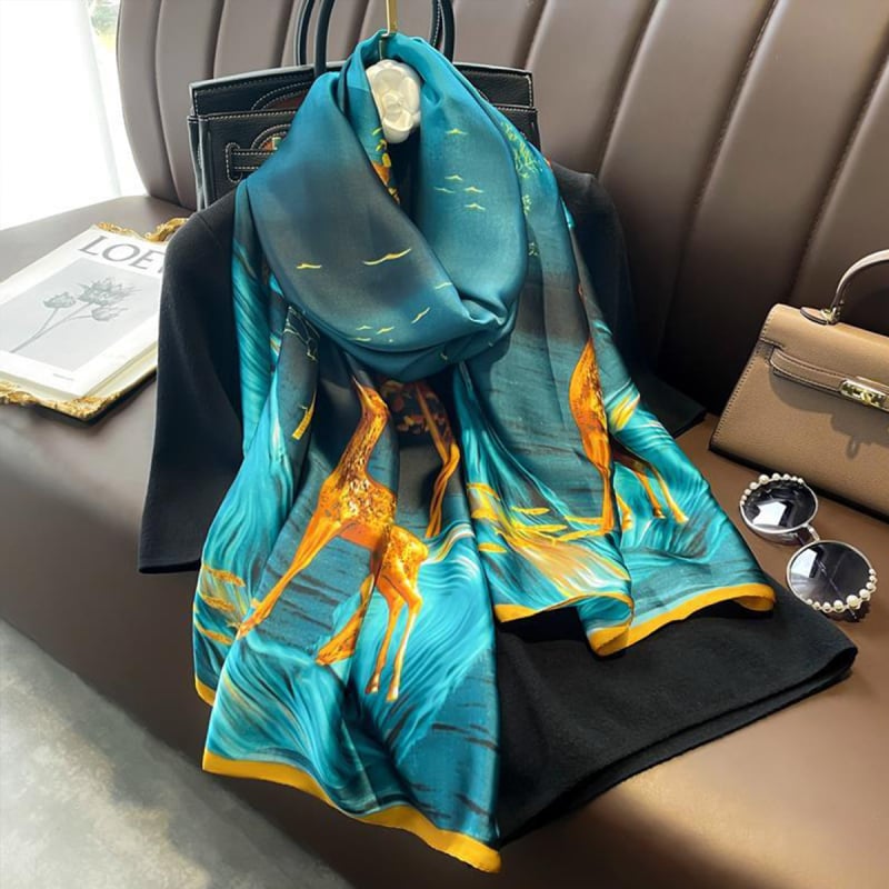 Poliészter nyomtatott sál, egyszerű szövés, könnyű, 2024 tavaszi kollekció