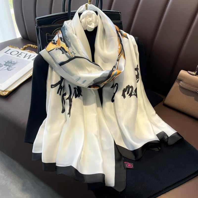 Poliészter nyomtatott sál, egyszerű szövés, könnyű, 2024 tavaszi kollekció