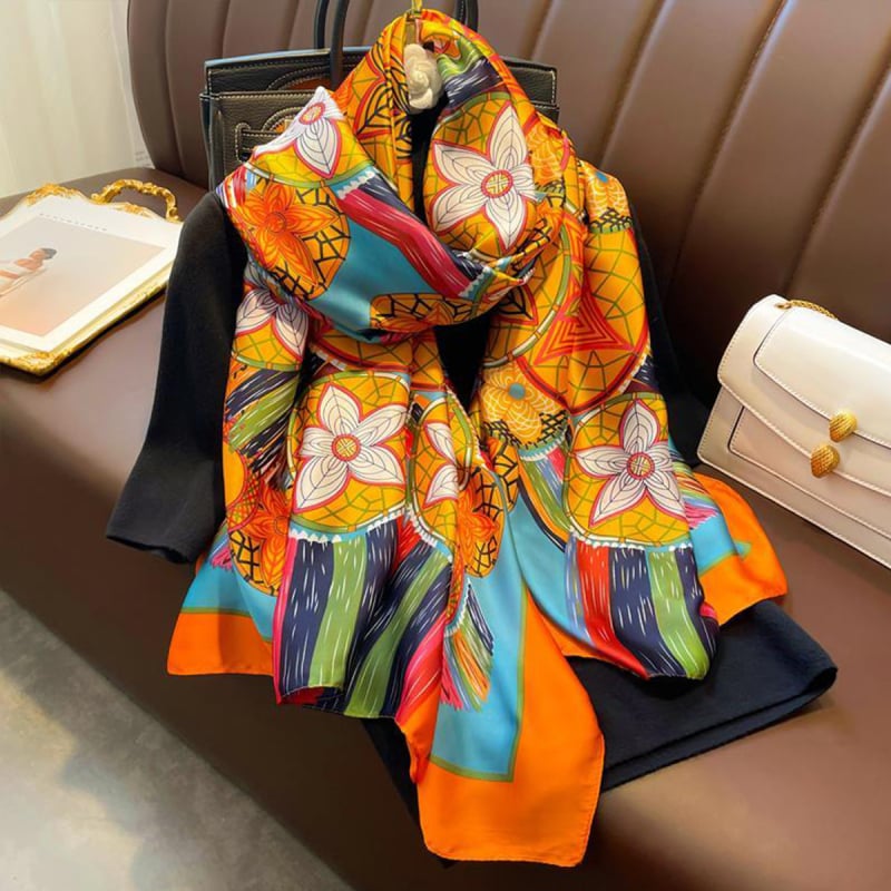 Poliészter nyomtatott sál, egyszerű szövés, könnyű, 2024 tavaszi kollekció