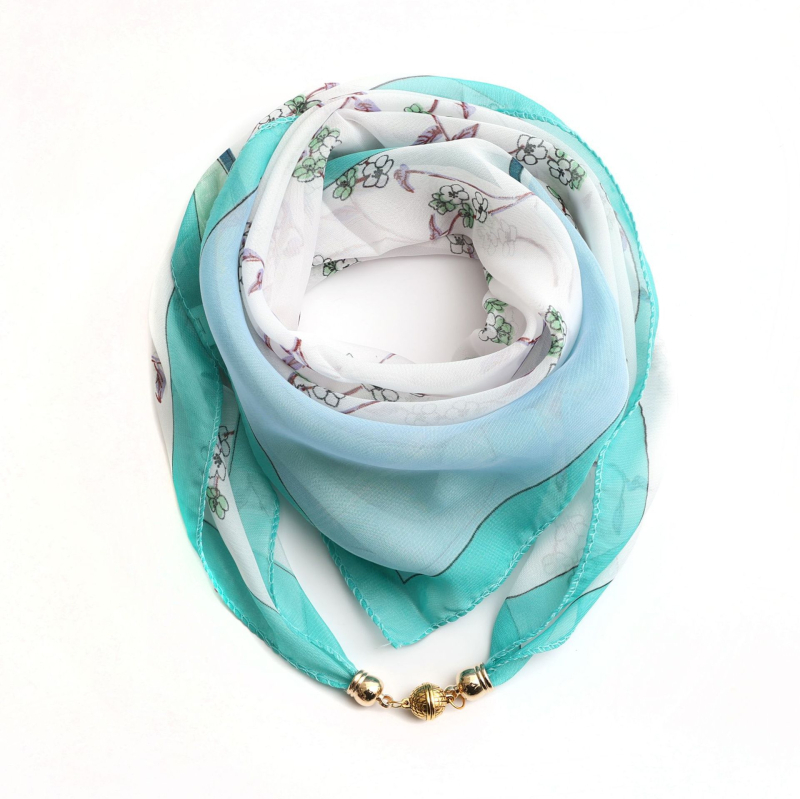 Warp-kötésű chiffon sál, poliészter anyag, tavaszi nyomtatás