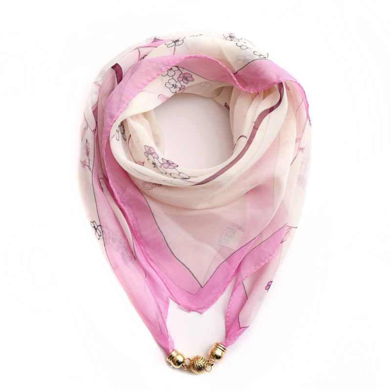 Warp-kötésű chiffon sál, poliészter anyag, tavaszi nyomtatás