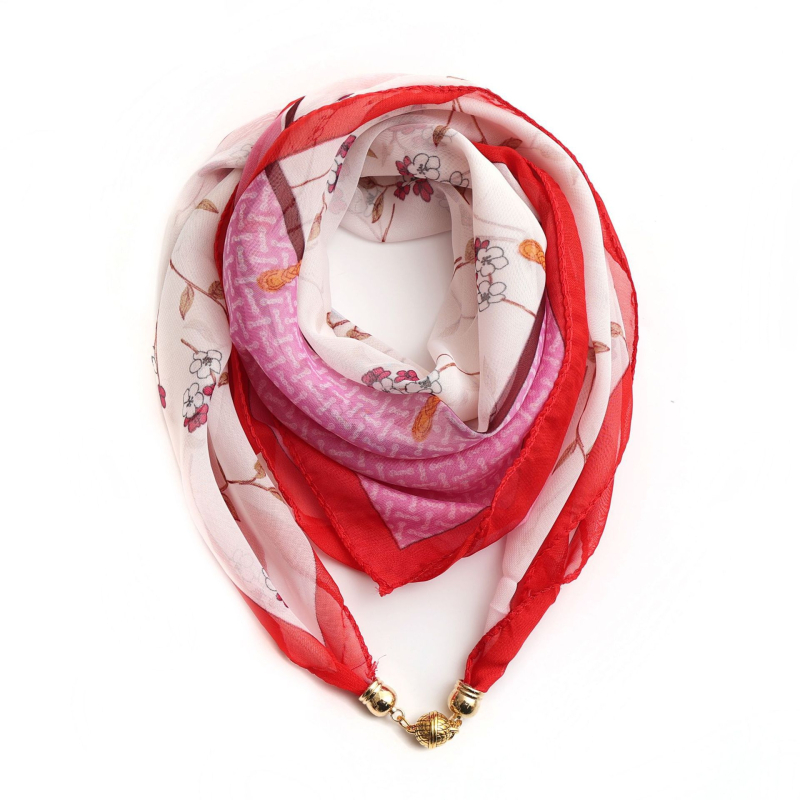 Warp-kötésű chiffon sál, poliészter anyag, tavaszi nyomtatás