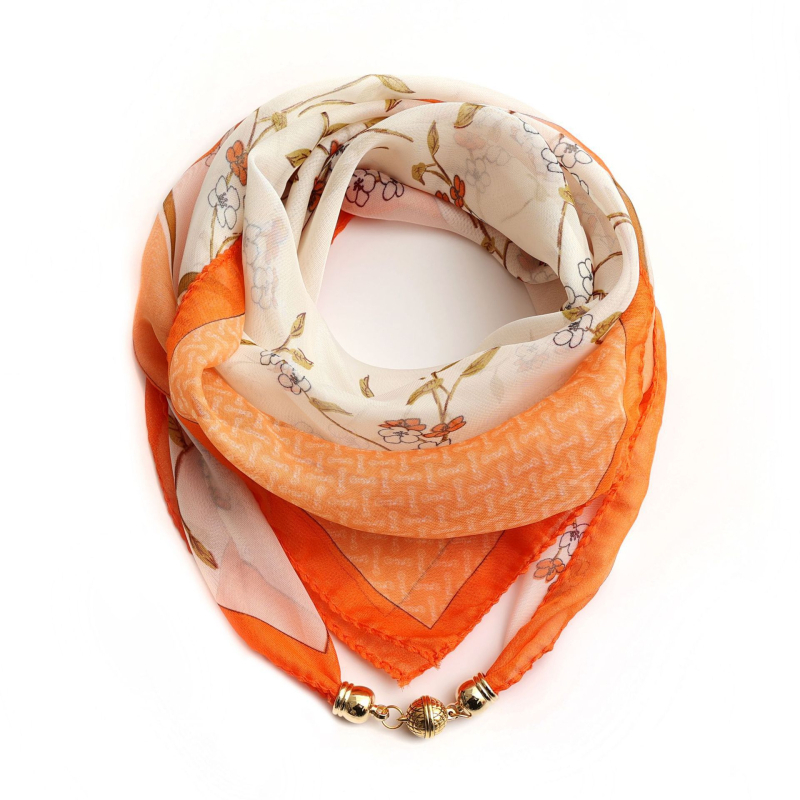 Warp-kötésű chiffon sál, poliészter anyag, tavaszi nyomtatás