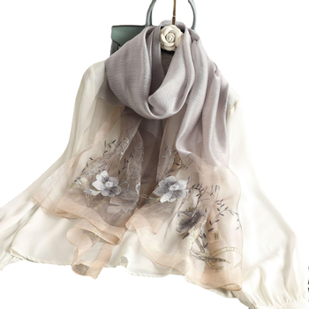 Бродиран копринен шал с мотив пиона, за есен, warp-knit тъкан, оригинален дизайн