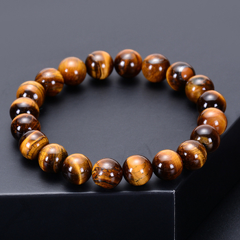 Brățară din ochi de tigru natural, lucrată manual, șnur elastic cu mărgele, design geometric retro, unisex, YILI