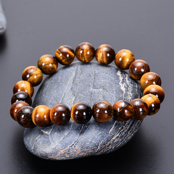 Brățară din ochi de tigru natural, lucrată manual, șnur elastic cu mărgele, design geometric retro, unisex, YILI