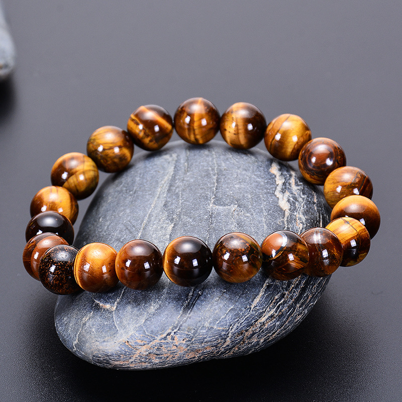 Brățară din ochi de tigru natural, lucrată manual, șnur elastic cu mărgele, design geometric retro, unisex, YILI
