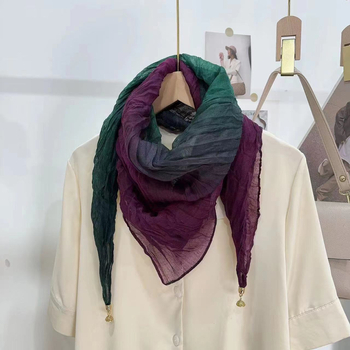 Șal de femei — bumbac artificial, țesătură crep, căldură, potrivit pentru primăvară și toamnă, origine Jinhua