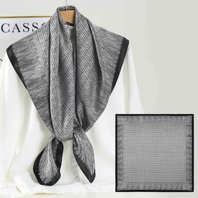 Svilenk kvadrati šal – 100% svila Mulberry, jednostavno pletenje, proljeće, minimalistički, lagani luksuz